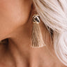 Afterglow Tassel Snake Print Earrings in Taupe Image - 1