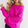 Cappuccino Cozy Cable Knit Sweater In Hot Pink Image - 1