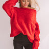 Cappuccino Cozy Cable Knit Sweater In Red Image - 1