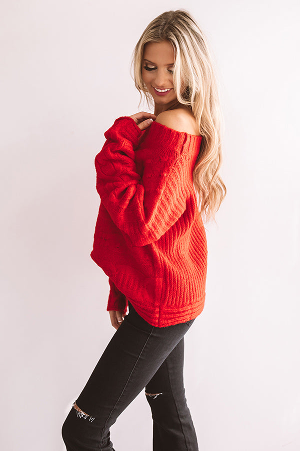 Cappuccino Cozy Cable Knit Sweater In Red Image - 4