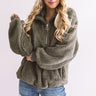 London Bridge Sherpa Pullover In Olive Image - 1