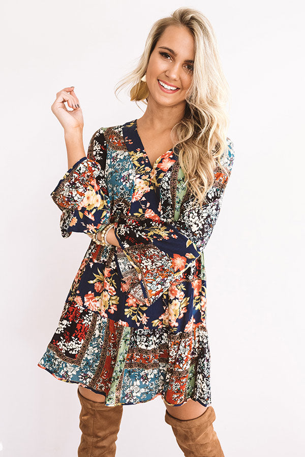 Bliss And Bouquets Babydoll Dress in Navy – Impressions Online Boutique