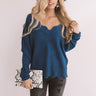 Jet Set Snuggles Shift Sweater In Dark Teal Image - 1