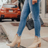 The Miller Faux Leather Bootie In Beige Image - 1