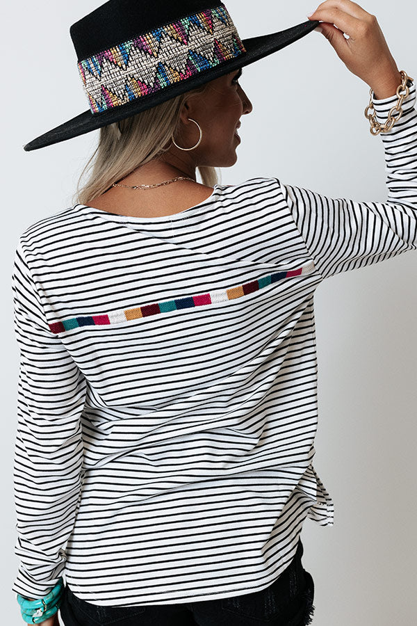 East Village Embroidered Stripe Top Image - 3