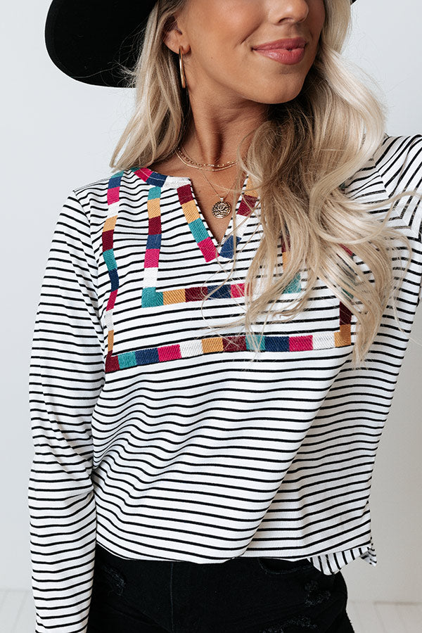 East Village Embroidered Stripe Top Image - 5