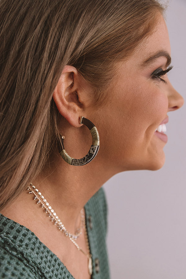 Weekend Wine Down Snake Print Earrings In Brown Image - 1