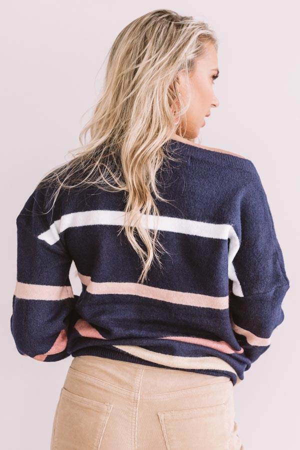 Marvelous Mountain Views Stripe Sweater in Navy Image - 5