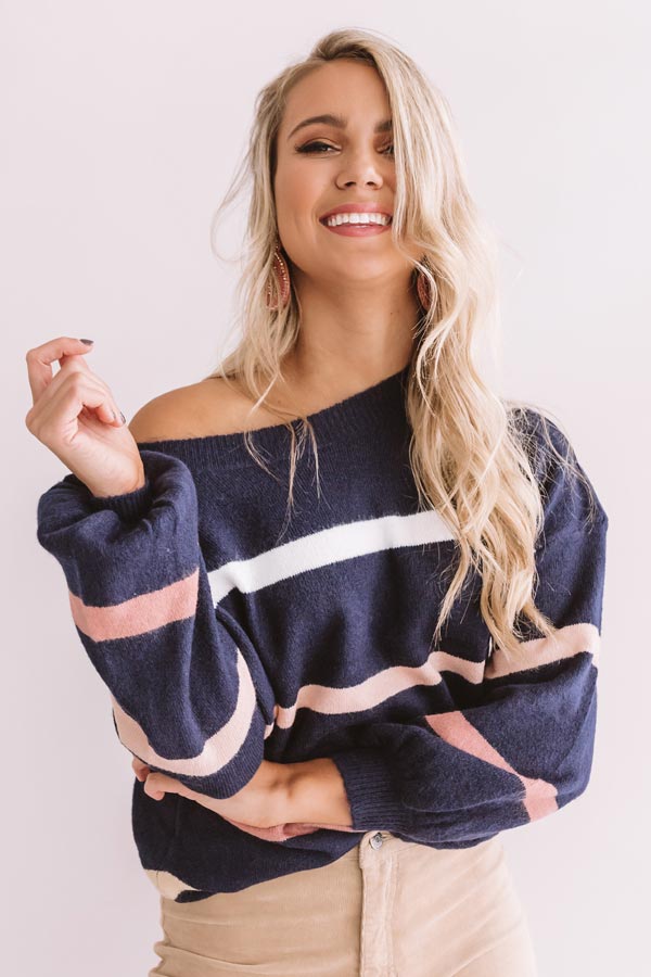 Marvelous Mountain Views Stripe Sweater in Navy Image - 2