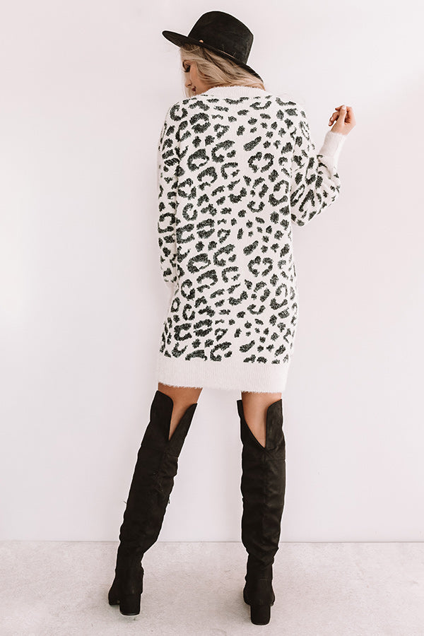 Toasty In Telluride Leopard Sweater Dress Image - 4