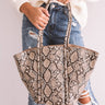 Times Square Kisses Snake Print Tote In Brown Image - 1