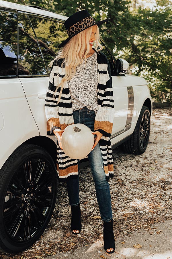 Stripes And Lattes Knit Cardigan Image - 3