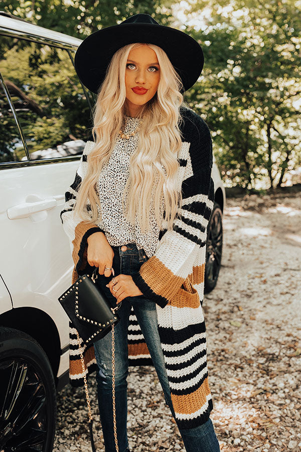 Stripes And Lattes Knit Cardigan Image - 4
