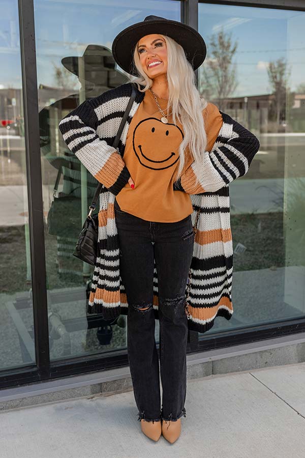 Stripes And Lattes Knit Cardigan Image - 1