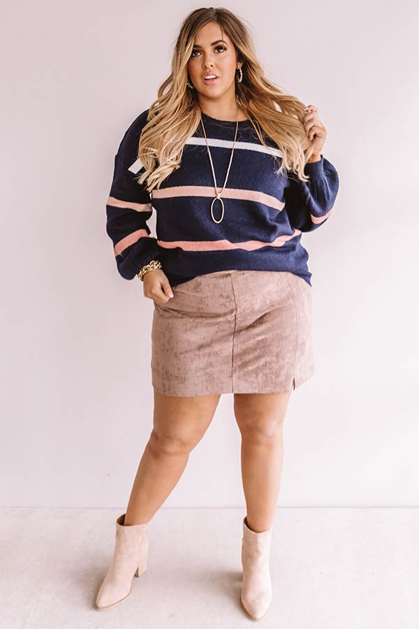 Marvelous Mountain Views Stripe Sweater in Navy Curves Image - 3