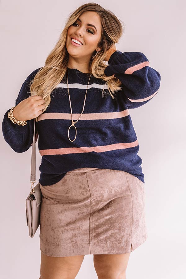 Marvelous Mountain Views Stripe Sweater in Navy Curves Image - 2