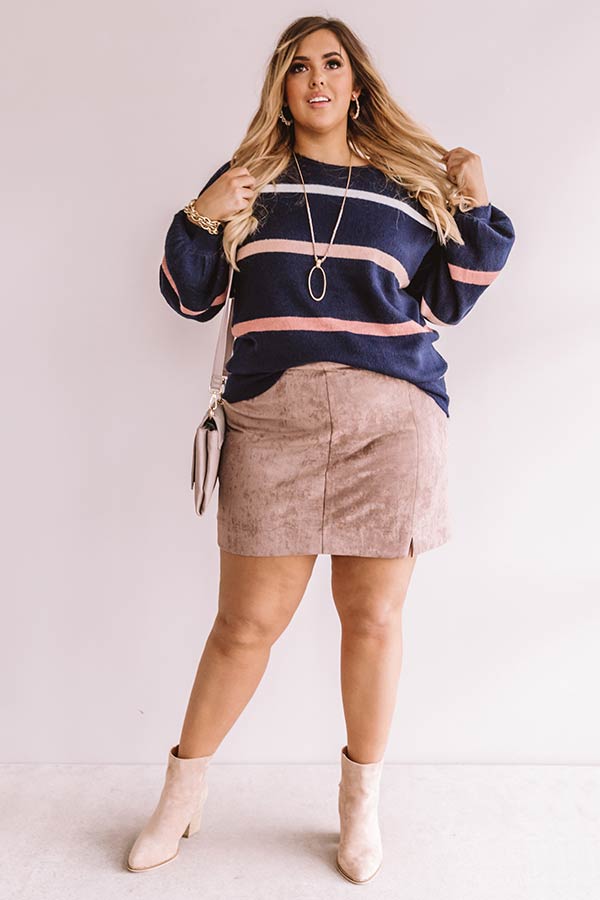 Marvelous Mountain Views Stripe Sweater in Navy Curves Image - 1