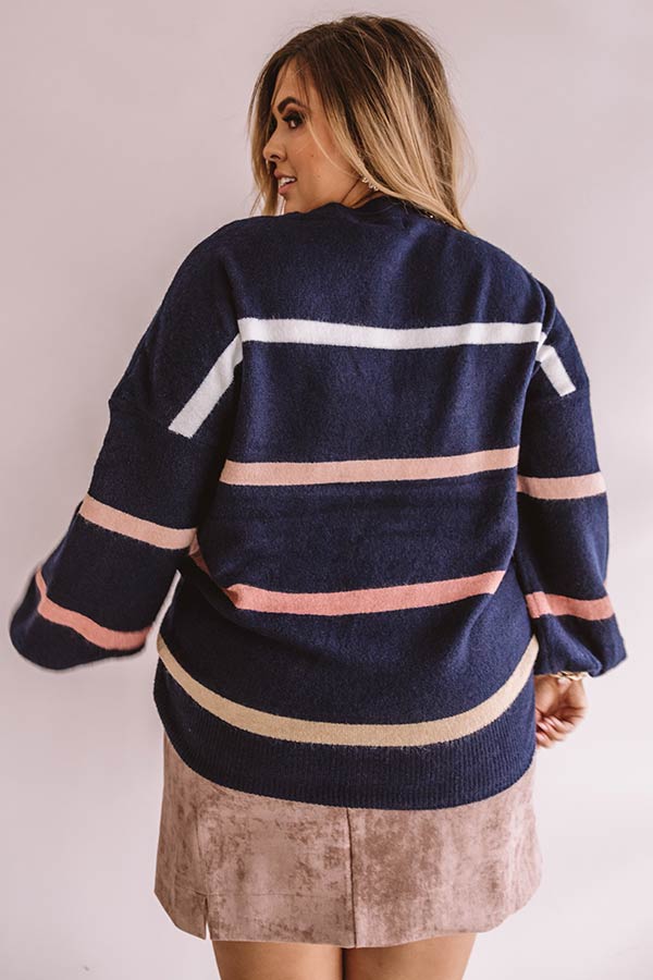 Marvelous Mountain Views Stripe Sweater in Navy Curves Image - 4