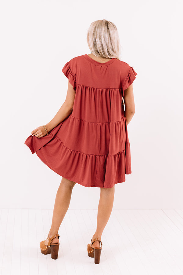 Ready To Party Babydoll Dress In Rust