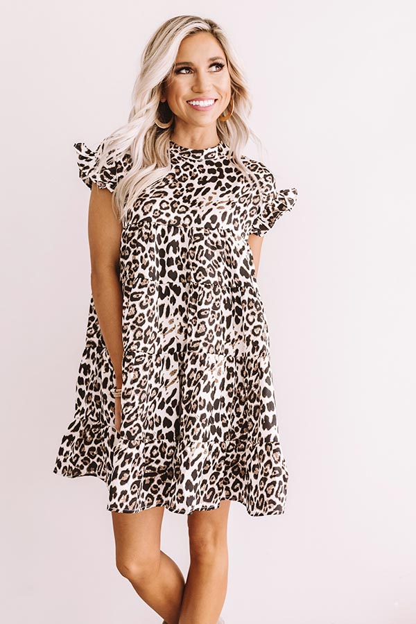 Chic After Sundown Leopard Babydoll Dress in Ivory Image - 2
