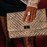 Delicate Details Faux Leather Snake Print Clutch In White Image - 1