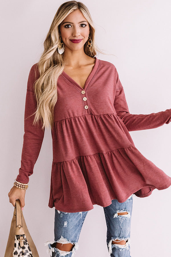 Concert Crush Babydoll Top in Wine Image - 3