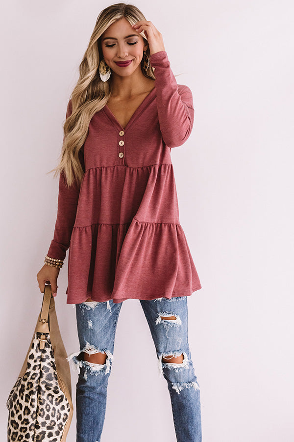 Concert Crush Babydoll Top in Wine Image - 4