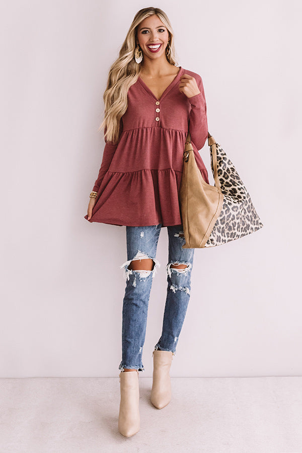 Concert Crush Babydoll Top in Wine Image - 2