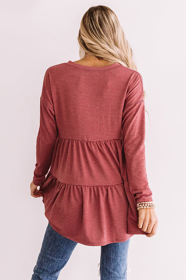 Concert Crush Babydoll Top in Wine Image - 5