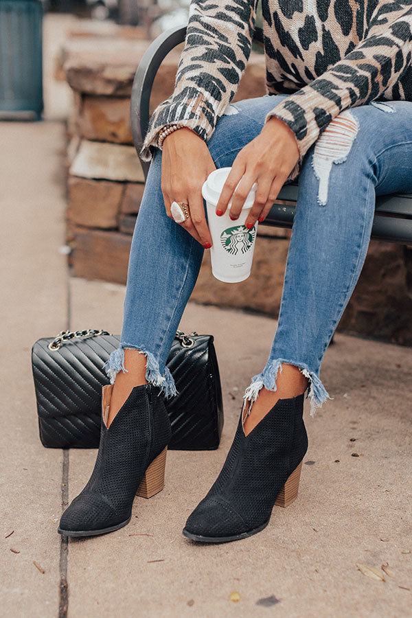 The Lyle Perforated Bootie In Black Image - 1