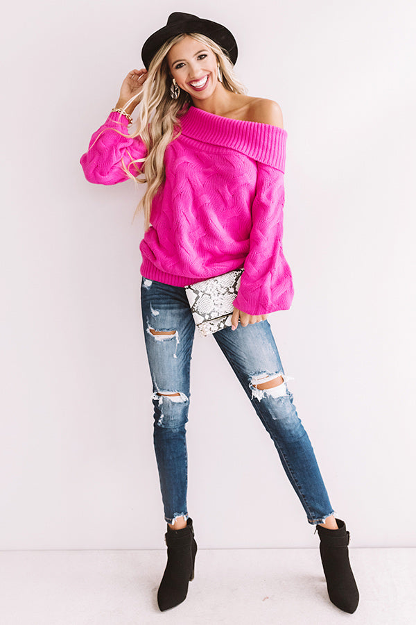 Cool Weather Crush Tunic Sweater in Hot Pink • Impressions Online Boutique