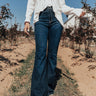 The Everleigh High Waist Flares in Dark Wash Image - 1