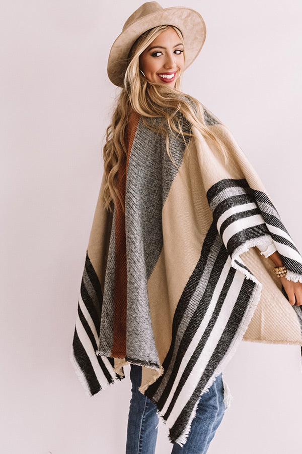 Radiating Warmth Stripe Poncho Image - 3