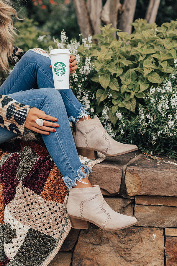 The Brenna Faux Suede Bootie In Stone Image - 1