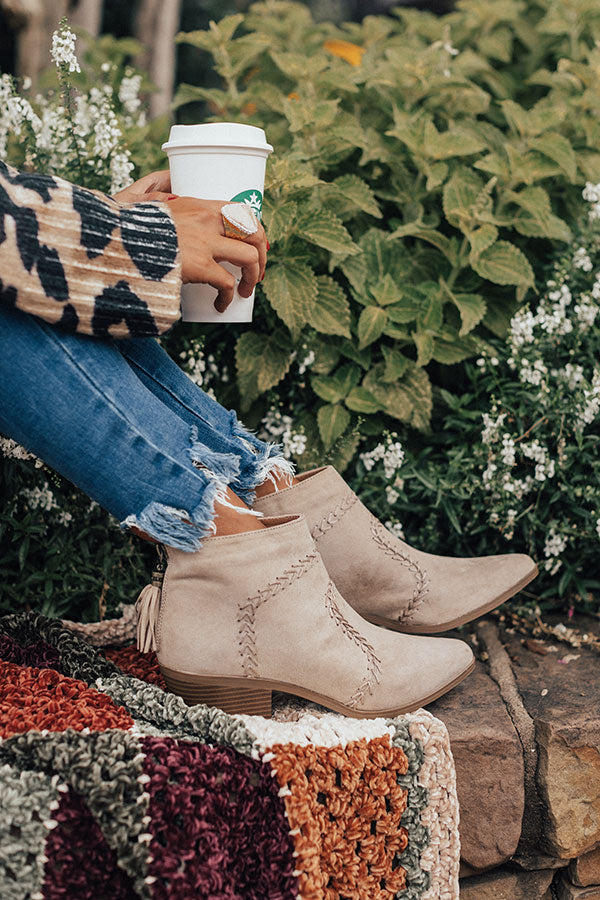 The Brenna Faux Suede Bootie In Stone Image - 2