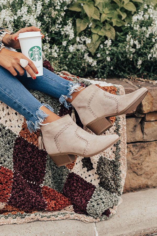 The Brenna Faux Suede Bootie In Stone Image - 3