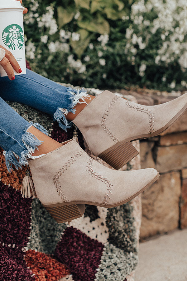 The Brenna Faux Suede Bootie In Stone Image - 4