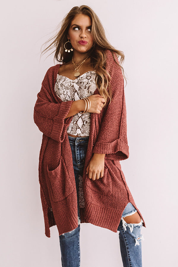 Weekend Out West Knit Cardigan In Dark Blush Curves Image - 2