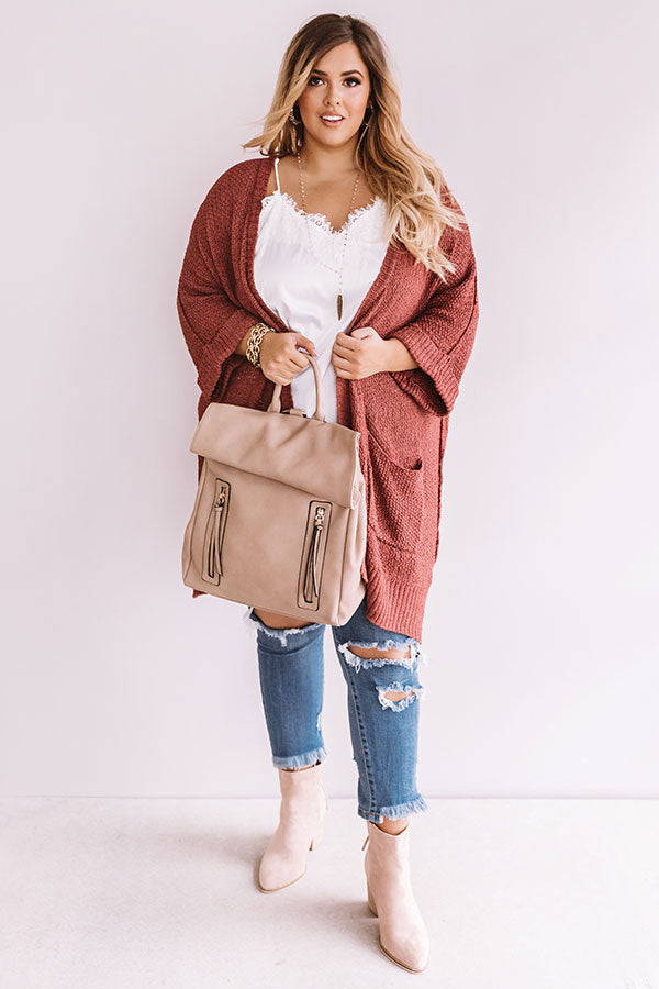 Weekend Out West Knit Cardigan In Dark Blush Curves Image - 3