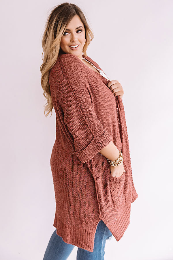 Weekend Out West Knit Cardigan In Dark Blush Curves Image - 5