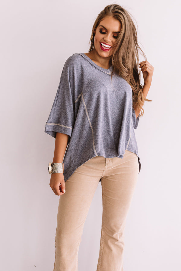 Cabernet At The Cabin Shift Top in Navy Image - 4