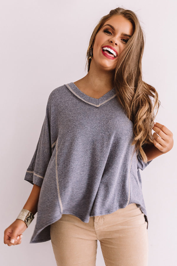 Cabernet At The Cabin Shift Top in Navy Image - 3