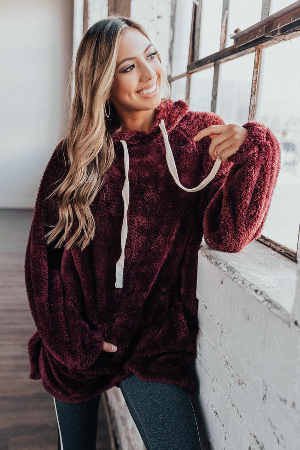Simply Burr-fection Teddy Hoodie in Windsor Wine Image - 1