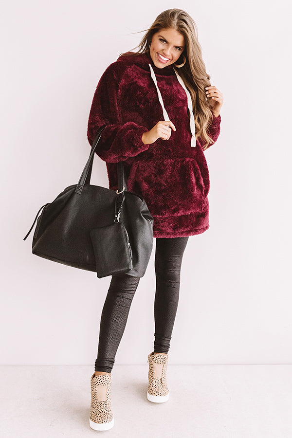 Simply Burr-fection Teddy Hoodie in Windsor Wine Image - 5