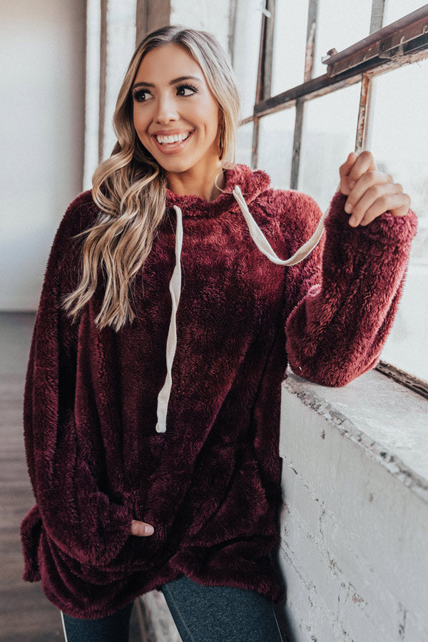Simply Burr-fection Teddy Hoodie in Windsor Wine Image - 2