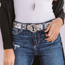 The Latest In Luxury Snake Print Belt In White Image - 1
