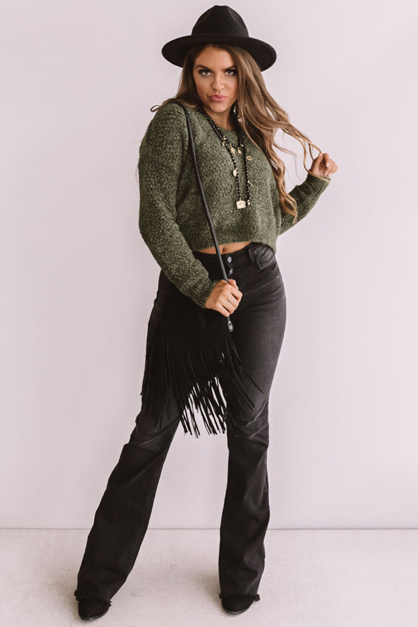 Happy Expressions Chenille Sweater In Olive Image - 5