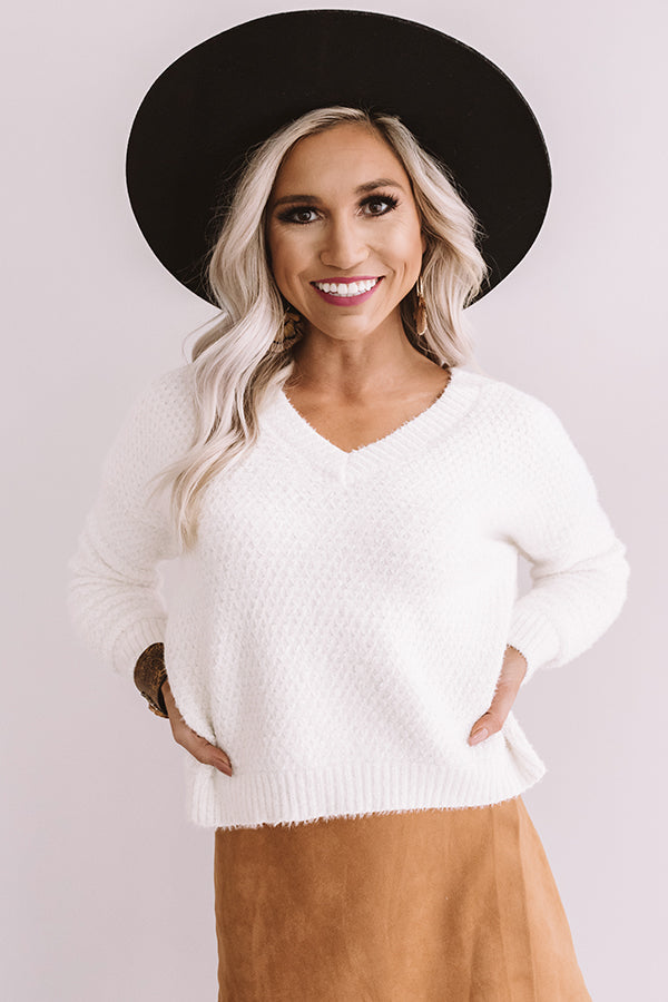 Happy Expressions Chenille Sweater In White Image - 3