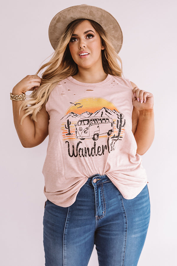 Wanderlust Distressed Shift Tank In Blooming Dahlia  Curves Image - 1