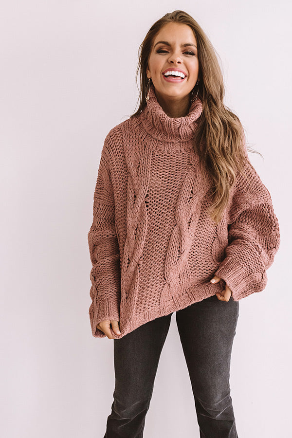 Cute With Cocoa Cable Knit Sweater In Blush Image - 3